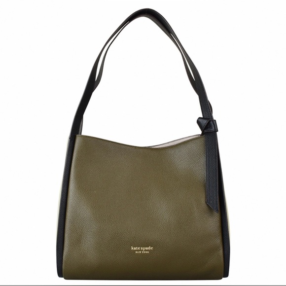 Kate Spade Knott Duck Green Large Pebbled Leather Shoulder Bag - Picture 3 of 10